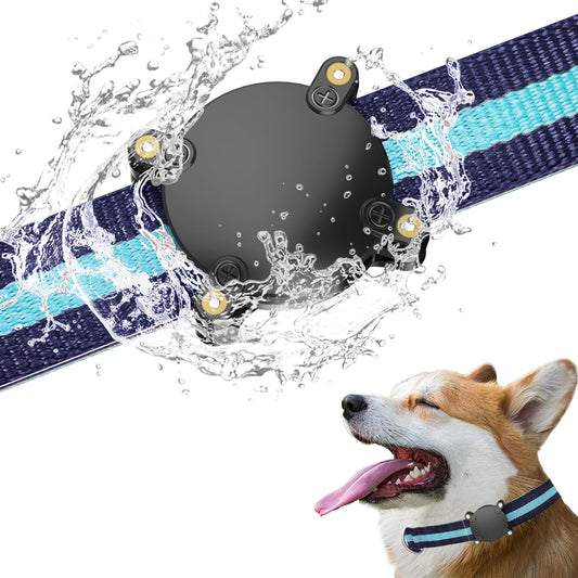 for IPX8 Waterproof Airtag Dog Collar Holder, for Durable Airtag Holder Case,Full Protective Anti-Scratch Anti-Chew Hard PC Dog&Cat Collars Mount for Airtag Case Cover-Black